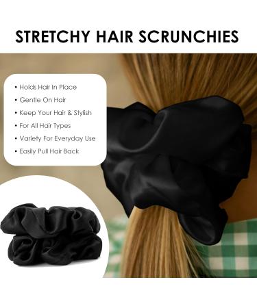CLBL 100% Pure Mulberry Silk Scrunchies in premium Gift box- Free sized Breakage Prevention hair ties Black ties 2PC & 24 Hair Pins Black | Black - Buy Online on GoSupps.com