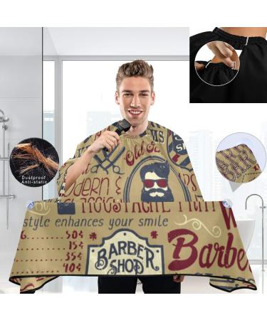 Visesunny Vintage Barber Cape - Anti-Static Water-Resistant Hair Cutting & Beard Shaving Bib - Adjustable Snap Professional Salon Cape for Hairdressers - Buy Online on GoSupps.com