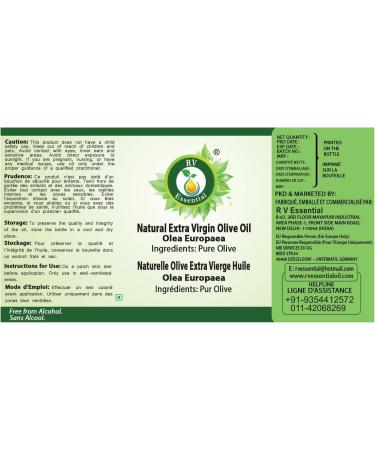R V Essential Huile d'olive extra vierge naturelle 300ml (10oz) - Olea Europaea (100% pur et naturelle press e froid) Cold Pressed Natural Extra Virgin Olive Oil 300 ml (Pack of 1) - Buy Online on GoSupps.com