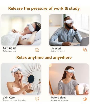 Premium Eye Massager with Heat & Music - Perfect Birthday Gift for Migraine Relief Sleep Improvement & Eye Strain Reduction - Ideal for Women & Men - White - Buy Online on GoSupps.com