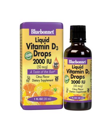 Bluebonnet Nutrition Liquid Vitamin D3 Drops Natural Citrus Flavor 2000 IU 1 fl oz (30 ml)