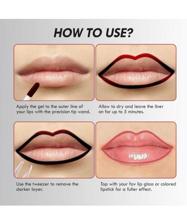 3 Pack Peel Off Lip Pencil - Long Lasting & Removable Lip Tattoo - Matte Brown - Light Brown/Dark Brown/Burgundy - Buy Online on GoSupps.com