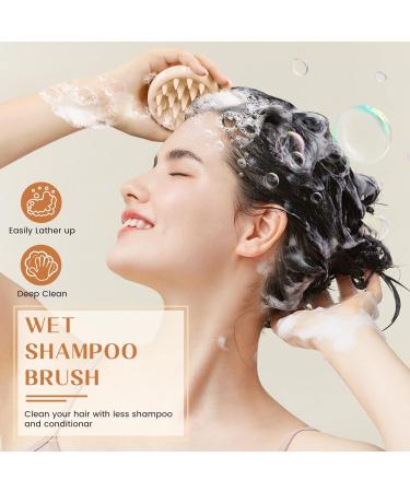 Silicone Scalp Massager Shampoo Brush for Wet & Dry Hair Care | Exfoliating Shower Brush for Dandruff Removal & Hair Growth - Beige - Buy Online on GoSupps.com
