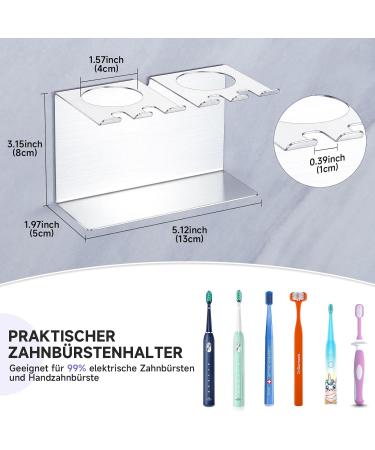 Xilimous Wall-Mounted Toothbrush Holder No Drill Stainless Steel Electric Toothbrush & Razor Bracket Self-Adhesive Organizer for Toothbrush Heads & Toothpaste - Buy Online on GoSupps.com