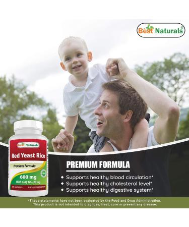 Best Naturals Red Yeast Rice with CoQ10  120 Capsules - Cardiovascular Formula Contains 600 mg of Red Yeast Rice ans 30 mg of CoQ10 - Buy Online on GoSupps.com