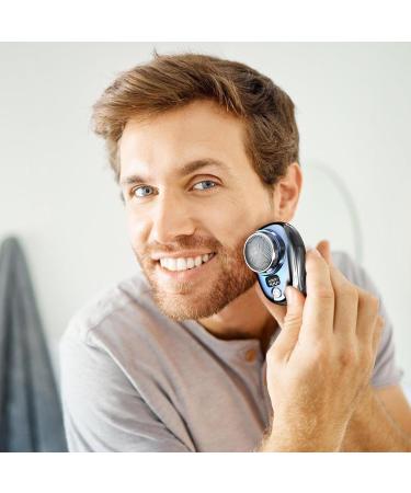 Pocket Size Electric Shaver - Portable Metal Shaver with Battery Display Washable & Fast Charging Ideal Travel Gift - Silver & Gradient Blue - Buy Online on GoSupps.com