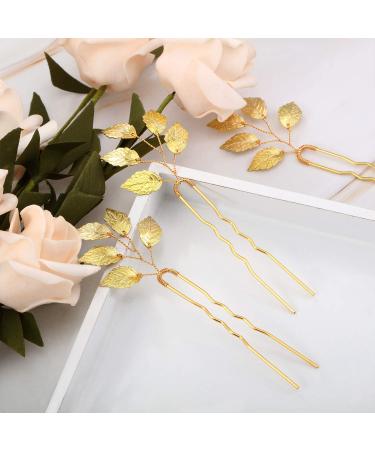6 Pack Bride Gold Leaf Hair Pins - Vintage Leaves Wedding Hair Clips for Bride & Bridesmaids - Buy Online on GoSupps.com