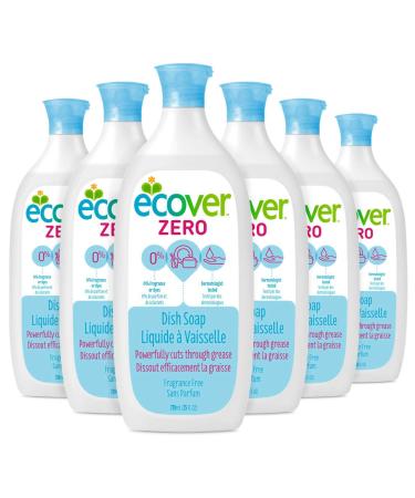 Ecover Naturally Derived Liquid Dish Soap Fragrance-Free 25 Fl Oz (Pack of 6) Fragrance Free