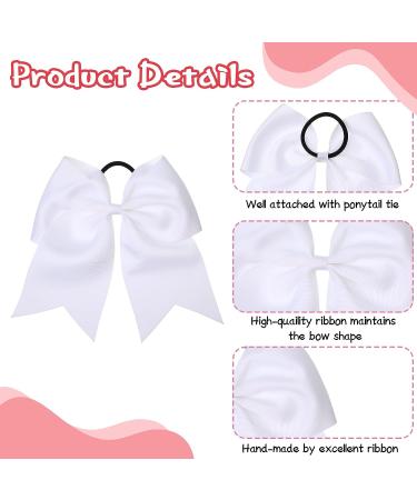 60 Pcs Large White Cheer Hair Bows for Girls - Grosgrain Ribbon Elastic Bands for Cheerleading & Sports - Buy Online on GoSupps.com