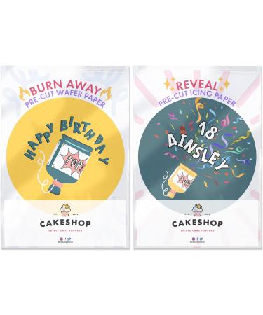Cakeshop Burn Away Cake Edible Topper Pack | 1 x Icing sheet & 1 x Wafer Sheet | Party Popper Birthdays For Him or Her | Personalise With Your Required Age & Name | Multiple Shapes & Sizes to Choose Non-prime - Buy Online on GoSupps.com