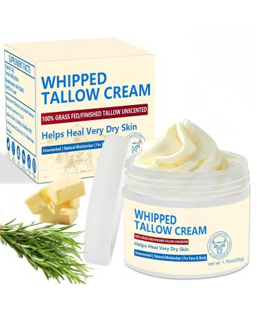 Beef Tallow Beef Tallow Skincare Cream Beef Tallow Face Moisturiser 100% Grass Fed Beef Tallow for Skin Care - Natural Handmade Lotion Whipped Beef Tallow Cream for Face & Body Sensitive Skin - Care for Sensitive Skin