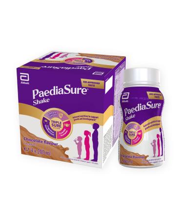 PaediaSure Shake Ready-To-Drink Bottles 4 x 200ml Vanilla Flavour Supplement for Kids with 26 Vitamins and Minerals Vitamin D Iron and Protein Supports Kids Healthy Growth and Immunity