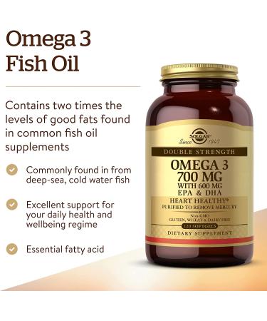 Solgar Omega-3 EPA & DHA Double Strength 700 mg - 120 Softgels for Heart & Brain Health - Buy Online on GoSupps.com