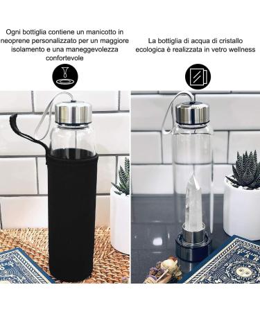 HINATAA Crystal Water Bottle - 550ml Detachable Natural Quartz for Healing & Hydration | Shop Now - Buy Online on GoSupps.com