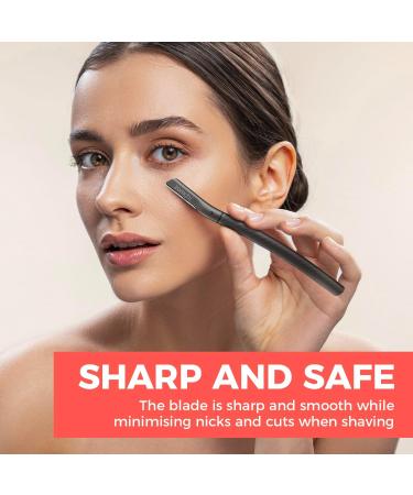Eyebrow Shavers & Reusable Facial Razors for Men & Women - Stainless Steel Trimmer with Precision Cover | 6-Blade Dermaplaning Tool (Black) - Buy Online on GoSupps.com