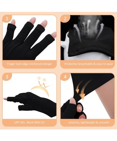 simarro Anti-UV Gloves for Gel Nail Lamp Professional UPF50+ UV Protection Gloves for Manicures UV Sun Protection Fingerless Gloves Protect Hands from UV for Light(Black Fingerless) - Buy Online on GoSupps.com