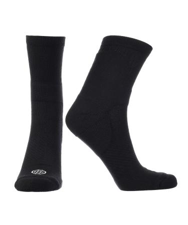 Doctor's Choice Compression Low Calf Crew Socks  Plantar Fasciitis  Achilles Tendonitis & Arch Support for Men & Women  1 Pair  Black/Large Black Large (Pack of 1)