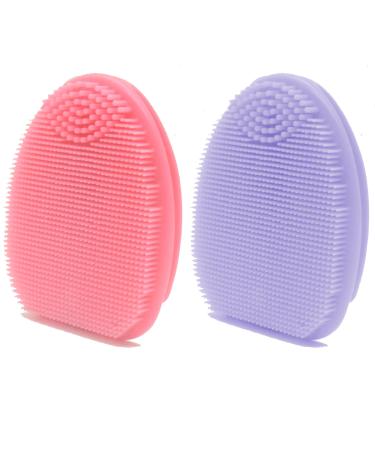 Yeadmal 2-part face brush silicone facial cleaning brush silicone face scrubber facial cleaning brush soft face brush for women (pink + purple) pink + purple