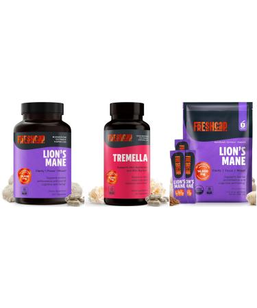 FreshCap Focus & Beauty Bundle Lion s Mane Capsules + Tremella Capsules + Lion s Mane On-The-Go Sticks
