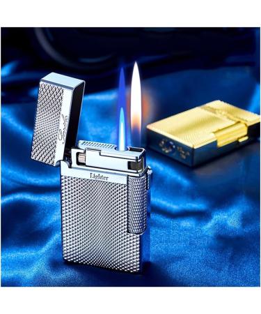 2024 Metal Dual Flame Butane Torch Lighter Windproof Dual Flame Adjustable Flame Lighter Retro Side Slide Grinding Wheel Lighter Metal Flip Top Lighter for Candle Camping (Butane Not Included)(Gold - Buy Online on GoSupps.com