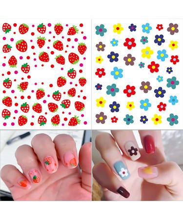 WOKOTO 12 Sheets Kids Nail Stickers - Self-Adhesive 3D Nail Art Decals for Girls, Women - Cute Carton Flowers, Animals, Fruits - Nail Decals KIT1 - Buy Online on GoSupps.com