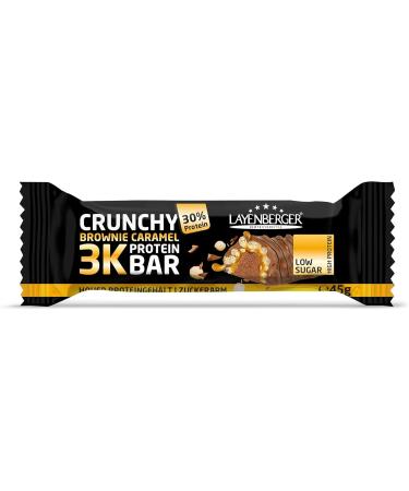 Layenberger 3K Protein Bar Crunchy - High Protein Low Sugar Fitness Bar (15 x 45g) - Brownie Caramel - 15 Pack - International Shipping - Buy Online on GoSupps.com