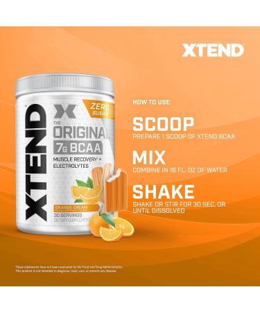 XTEND Original BCAA Powder - Sugar Free Post Workout Muscle Recovery Drink | 7g BCAA & 2.5g L-Glutamine | Orange Cream Flavor | 30 Servings - Buy Online on GoSupps.com