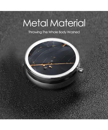 Enchanted Plant Leaves Round Pill Box - 3 Compartment Organizer | Portable Travel Pill Box in Black | Shop Internationally - Buy Online on GoSupps.com