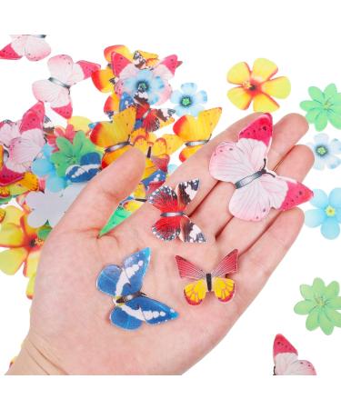 Caromoriber House 100 Pack Edible Butterfly Cupcake Toppers Wafer Paper Cake Dessert Toppers Edible Flowers and Butterflies for Cakes 3D Cake Butterfly Topper for for Birthday Party - Buy Online on GoSupps.com