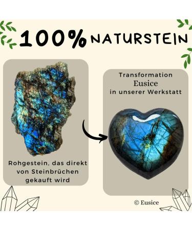Eusice Heart Labradorite | Natural Stone Well-being Crystal for Lithotherapy & Meditation | Handmade Chakra Healing 40mm-55mm - Buy Online on GoSupps.com