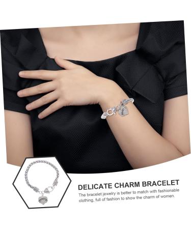 CALLARON 2pcs Heart Rhinestone Bracelet Girls Bracelets Bracelet for Couples Girls Gifts Wear-resistant Charm Bracelet Couple Gift Delicate Charm Bracelet Jewelry Miss Rhinestones Fine 21.5X3X1CMx3pcs Silverx3pcs - Buy Online on GoSupps.com
