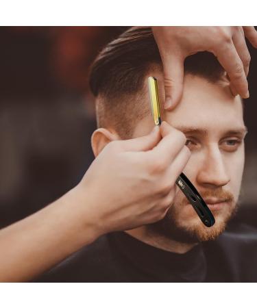 Cambridge Cutthroat Straight Edge Razor Kit - Stainless Steel Black & Gold Barber Razor with 10 Blades, Premium Single Blade Razor for Men with Travel Pouch - Buy Online on GoSupps.com