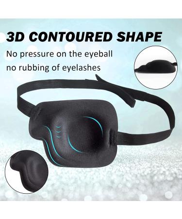 RIKEYO 2Pcs 3D Eye Patches for Adults - Adjustable Medical Eyepatch for Lazy Eye - Large Black (Right Eye) - Buy Online on GoSupps.com