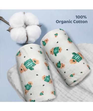 Miracle Baby Muslin Swaddle Blanket - Cactus Design for Boys and Girls - 110x150cm - Two Layers - Buy Online on GoSupps.com
