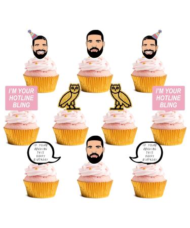 Poewodgs 25 Decorations for Drake Cupcake Toppers Set Birthday Cake Party Supplies Decor