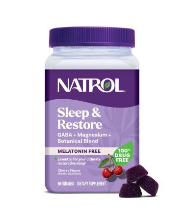 Natrol Sleep & Restore Magnesium Glycinate Blend Gummies Magnesium for Sleep Aids for Adults Melatonin-Free Cherry Flavored 30 Day Supply Cherry 60 Count (Pack of 1)