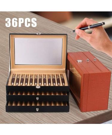 Pen Display case 3-Layer Fountain Pen Display Box 36 Slot Pen Storage Box PU Leather Glass Cover Modern Fashion Fountain Pen Collection Box Display Gifts Available in Two Options (Color : 36 Slot 36 Slot Orange - Buy Online on GoSupps.com