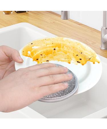 Stainless Scourer Scourers - Wire Dish Scrubber - Wire Sponge Scrubber | Steel Sponge Pad - Wire Cleaning Scourers - Double-Sided Silver Wire Sponge Wipe for Plates Cookers Pots - Buy Online on GoSupps.com