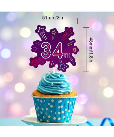 18pcs Purple Glitter Disco Ball Guitar Dessert Cupcake Topper Cheer to Let s Glow Crazy Backing 1990 Retro 80s 90s Hip Hop Disco Theme Decor Supplies Happy 34th Birthday Party Decorations - Buy Online on GoSupps.com