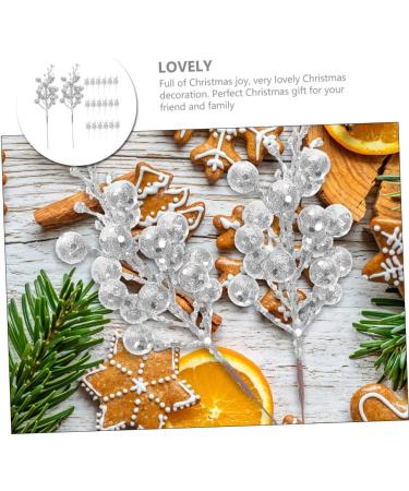DECHOUS 20pcs Christmas Imitation Berries Christmas Decorations Wreath Flower Garland Tree Branches for Decoration Simulation Berries Branch Fake Berry Christmas Tree Foam Artificial Fruit Silver 19X5X5CM - Buy Online on GoSupps.com