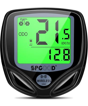 SPGOOD Wireless Bicycle Computer - 19 Functions IP54 Waterproof Backlit Speedometer Automatic Start/Stop Black - Buy Online on GoSupps.com