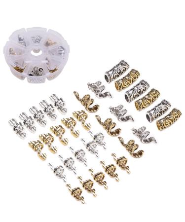 32 pieces Viking hair pearls gold silver hairdressing bears pearls hair braid cuff cock jewelry dreadlocks accessories for men and women parties festivals weddings