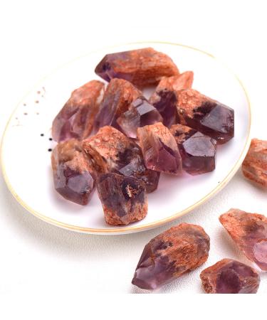 1PC Natural Crystal Quartz Specimen Amethyst Rose Quartz Irregular Shape Rough Rock Home Decoration Yellow 1PCS Gift Stone Mineral Specimen (Color : Purple Straw Size : 1PCS) 1PCS Purple Straw