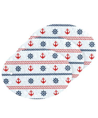 3-Pack Cleaning Kitchen Sponges Oval Anchor Stripes Kitchen Cellulose Dishwashing Wood Pulp Cotton