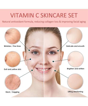 Vitamin C Skin Care Set - 3-in-1 Anti-Aging Gift Set with Cleanser Serum & Cream | Hydrating Hyaluronic Acid Vitamin E & Niacinamide - Buy Online on GoSupps.com