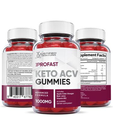 Justified Laboratories ProFast Keto ACV Gummies 1000MG 2 Pack - Vegan Non GMO with Pomegranate Juice, Beet Root, B12 - 120 Gummies, 60 Count - Pack of 1 - Buy Online on GoSupps.com
