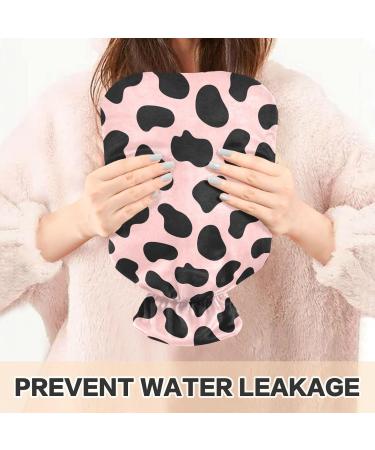 Heat Bottle with Cover - Pink & Black Cow Design for Pain Relief | 1L Water Heating Pillow & Heating Pocket for Muscle Injuries - Buy Online on GoSupps.com