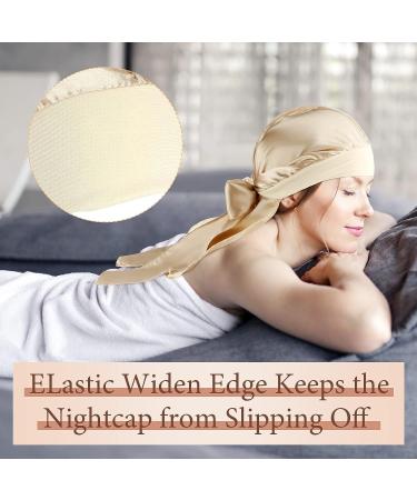 4-Piece Silk Hair Wrap Set for Sleeping - Satin Edge Scarf & Bonnet - Multicolor Silk Sleep Cap for Women & Girls - Buy Online on GoSupps.com
