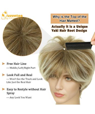 Queentas Blonde Women s Short Wig - Pixie Cut Synthetic Hair with Ponytail | Brown & Blonde Mixture - Buy Online on GoSupps.com