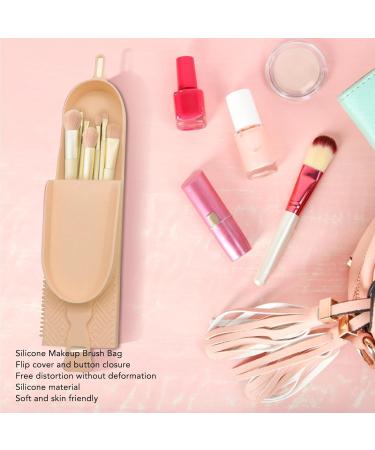 Soft Silicone Makeup Brush Bag with Wash Board | Portable Dustproof Case for Travel - Large Capacity Flip Cover & Button Closure - Buy Online on GoSupps.com